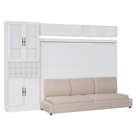 Queen Murphy Bed Wall Bed with Sofa, Shelves USB & Light
