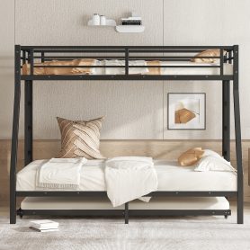 Twin over Full Metal Bunk Bed with Twin Size Trundle