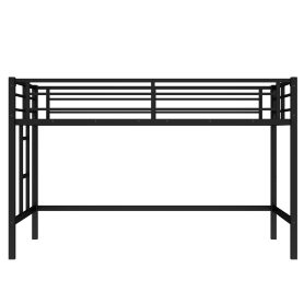 Twin Size Metal Loft Bed With Easy Climbing Ladder And Guardrails