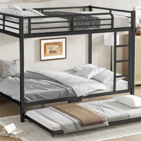 Full over Full Metal Bunk Bed with Twin Size Trundle