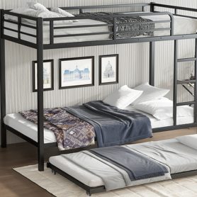 Twin XL over Twin XL Metal Bunk Bed with Twin Size Trundle