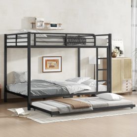 Full over Full Metal Bunk Bed with Twin Size Trundle