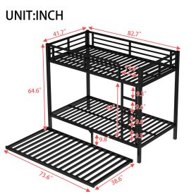Twin XL over Twin XL Metal Bunk Bed with Twin Size Trundle