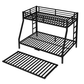 Twin over Full Metal Bunk Bed with Twin Size Trundle