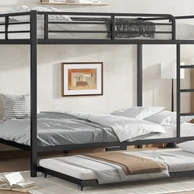 Full over Full Metal Bunk Bed with Twin Size Trundle