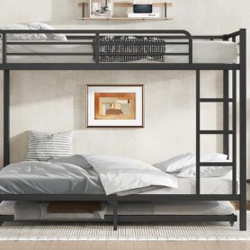 Full over Full Metal Bunk Bed with Twin Size Trundle