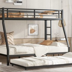 Twin over Full Metal Bunk Bed with Twin Size Trundle