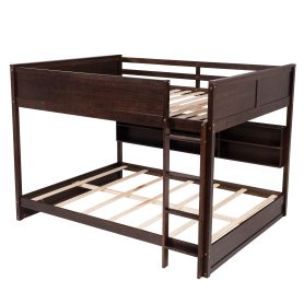 Queen Over Queen Bunk Bed with Built-in Storage Cabinets, Charging Station, Ladder, and Safety Guardrails