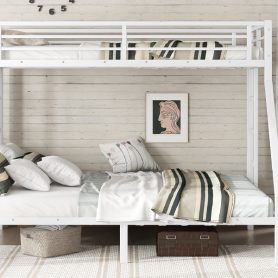 Metal Twin XL over Queen Bunk Bed for Teens and Adults, Space-Saving/Noise Reduced/No Box Spring Needed