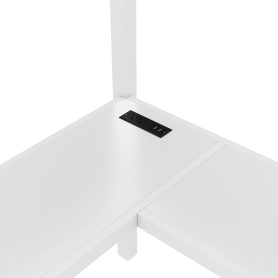 Twin XL Size Metal Loft Bed with L-Shaped Desk, USB, Wardrobe and Adjustable Shelf