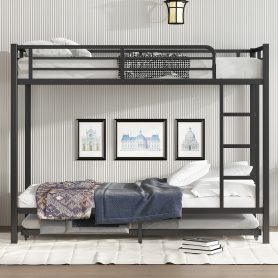 Twin XL over Twin XL Metal Bunk Bed with Twin Size Trundle