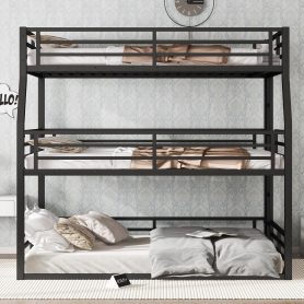 Metal Full/Full XL over Queen over Queen Bunk Bed