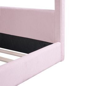 Full Size Upholstered House Daybed with LED Light Strips