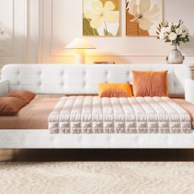 Queen Size Upholstered Daybed with 4 Support Legs
