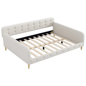 Queen Size Upholstered Daybed with 4 Support Legs