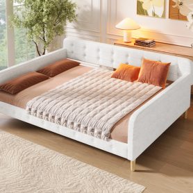 Queen Size Upholstered Daybed with 4 Support Legs