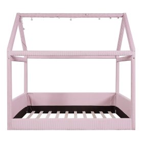 Full Size Upholstered House Daybed with LED Light Strips