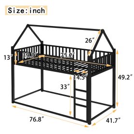 Twin Size House Floor Bed with Detachable Slats