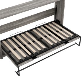 Twin Size Murphy Bed with Drawers and LED Light