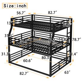Metal Full/Full XL over Queen over Queen Bunk Bed