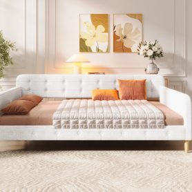 Queen Size Upholstered Daybed with 4 Support Legs