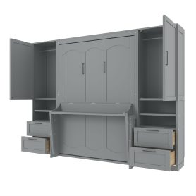 Full Size Murphy Bed Wall Bed with Closet ,Drawers and Shelves