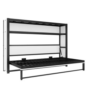 Metal Twin Size Murphy Bed With Shelves, Foldable And Space-Saving Design 28 Metal Twin Size Murphy Bed With Shelves, Foldable And Space-Saving Design