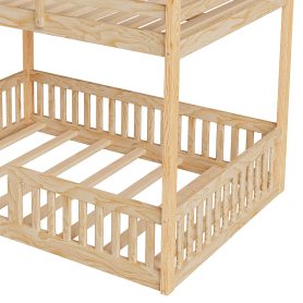 Full over Full Wood Bunk Bed with Ladder and Guardrails 35 Full over Full Wood Bunk Bed with Ladder and Guardrails