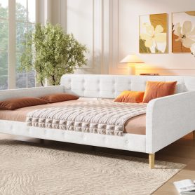 Queen Size Upholstered Daybed with 4 Support Legs
