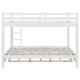 Wood Queen Size Bunk Bed with Ladder and Trundle
