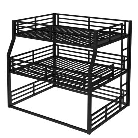 Metal Full/Full XL over Queen over Queen Bunk Bed