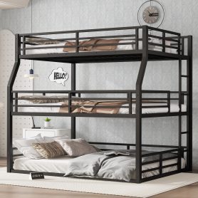 Metal Full/Full XL over Queen over Queen Bunk Bed
