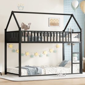 Twin Size House Floor Bed with Detachable Slats