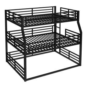 Metal Full/Full XL over Queen over Queen Bunk Bed