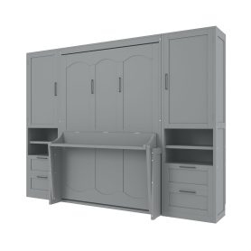 Full Size Murphy Bed Wall Bed with Closet ,Drawers and Shelves