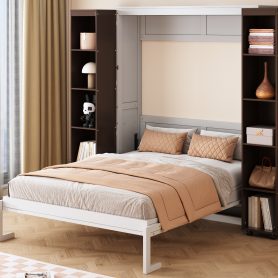 Queen Murphy Bed Wall Bed with Storage Doors