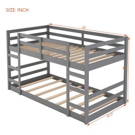 Twin Over Twin Low Bunk Bed with Ladder