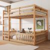 Full over Full Wood Bunk Bed with Ladder and Guardrails
