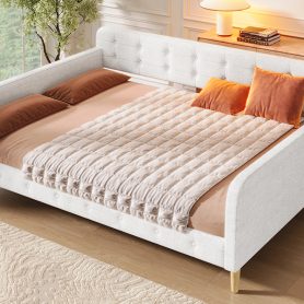 Queen Size Upholstered Daybed with 4 Support Legs