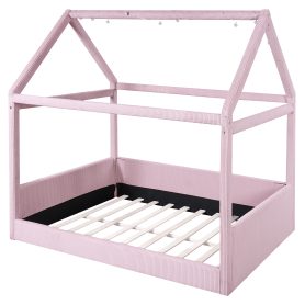 Full Size Upholstered House Daybed with LED Light Strips