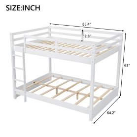 Wood Queen Size Bunk Bed with Ladder