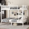 Metal Full over Full Bunk Bed with Ladder, Guard Rail