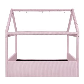 Full Size Upholstered House Daybed with LED Light Strips