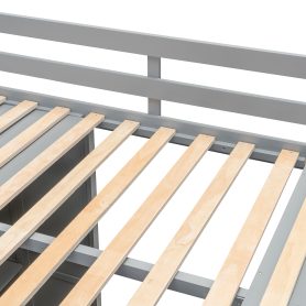 Wooden Full Size Loft Bed with Wardrobe, Desk and Shelves