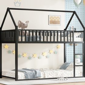 Twin Size House Floor Bed with Detachable Slats