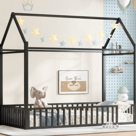 Twin Size House Floor Bed with Detachable Slats