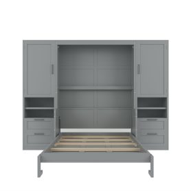 Full Size Murphy Bed Wall Bed with Closet ,Drawers and Shelves