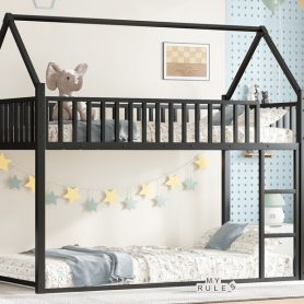 Twin Size House Floor Bed with Detachable Slats