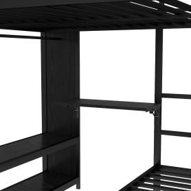 Metal Queen Over Twin Bunk Bed With Built-in Wardrobe, Trundle, Foldable Desk, Ladders 32 Metal Queen Over Twin Bunk Bed With Built-in Wardrobe, Trundle, Foldable Desk, Ladders