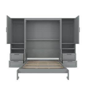 Full Size Murphy Bed Wall Bed with Closet ,Drawers and Shelves